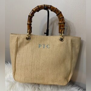 Mark & Graham Tan Tote with Bamboo Handles